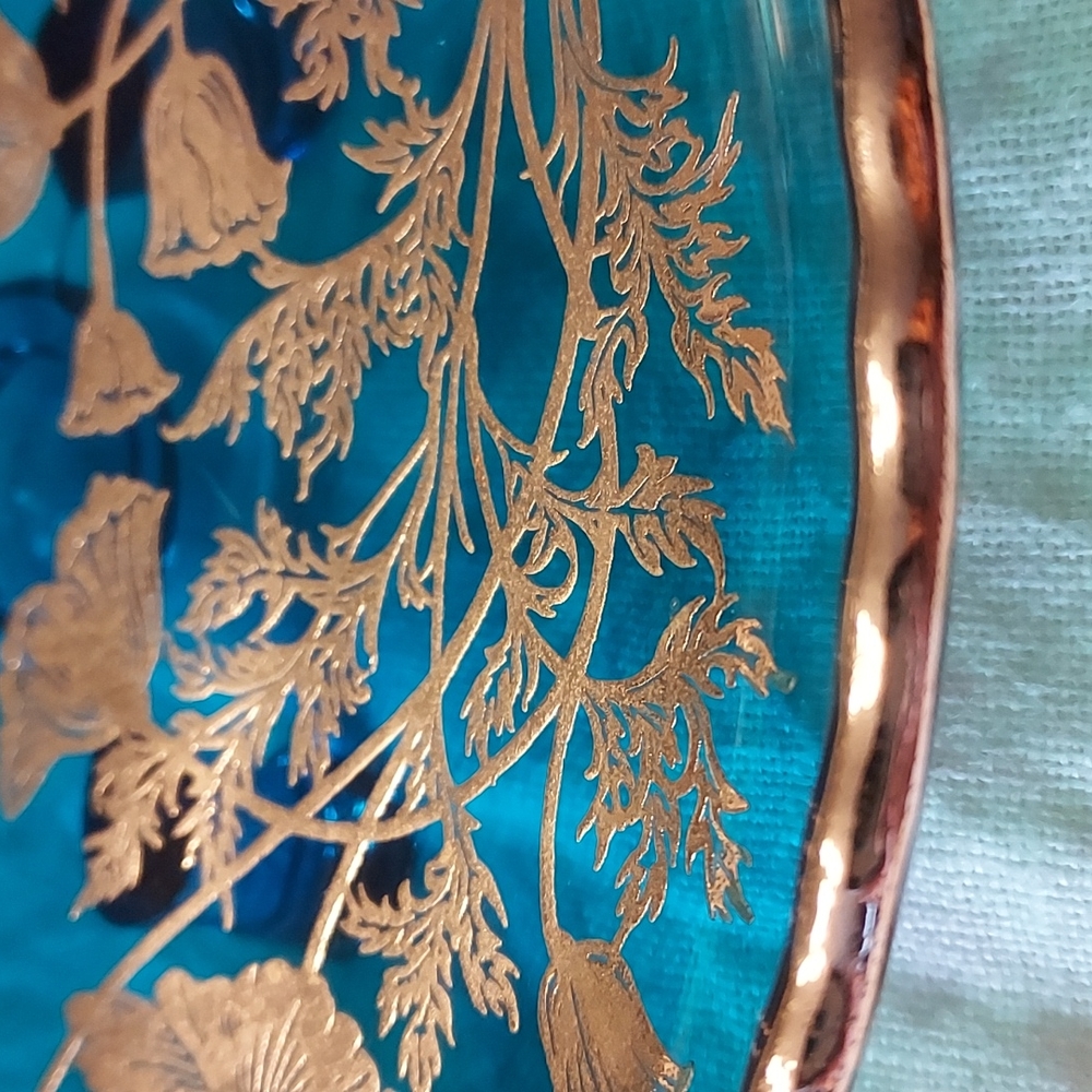 RARE color Footed Dish with Sterling Overlay 1950/1960s - Picture 4 of 7